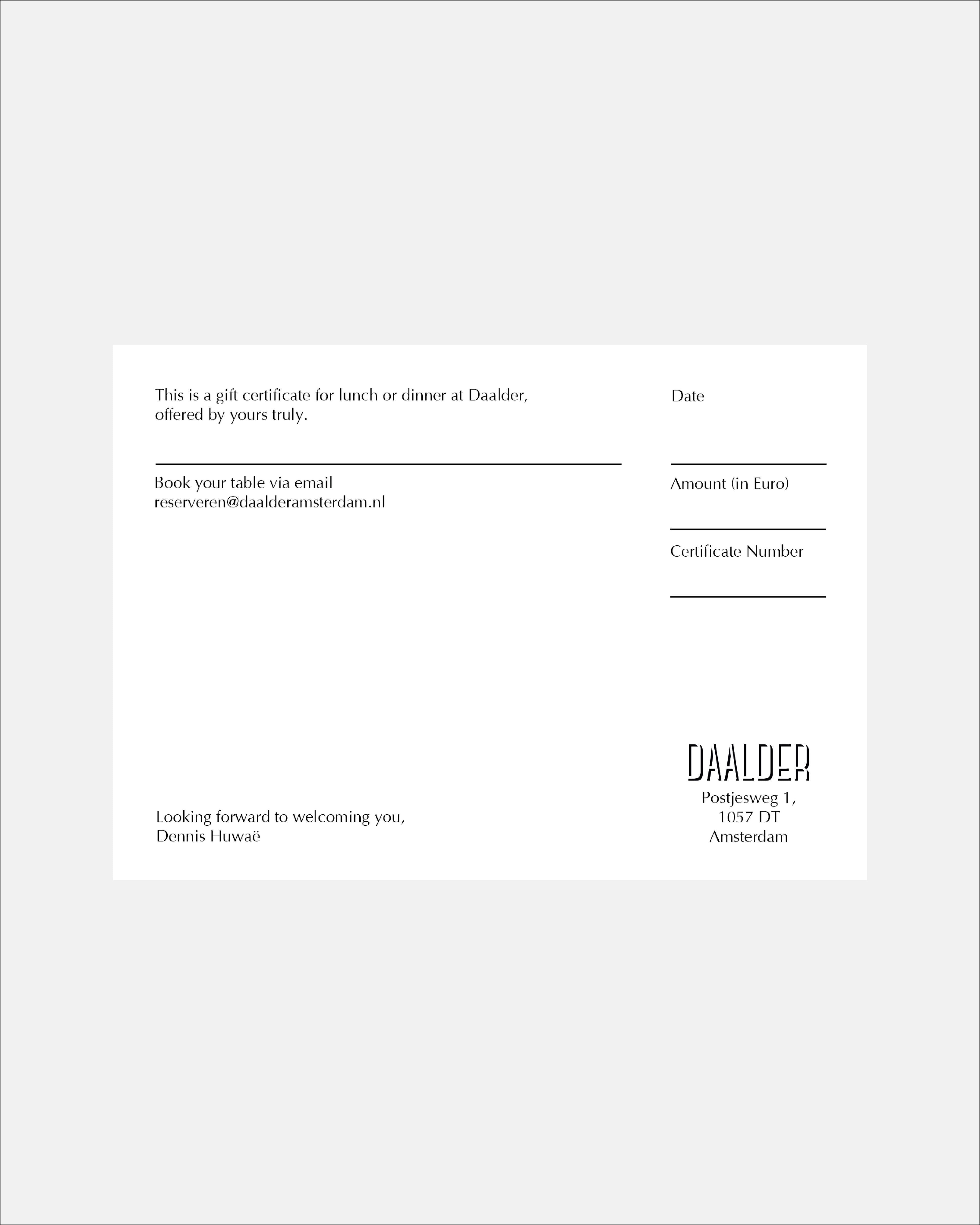 Giftvoucher – Value of Your Choice