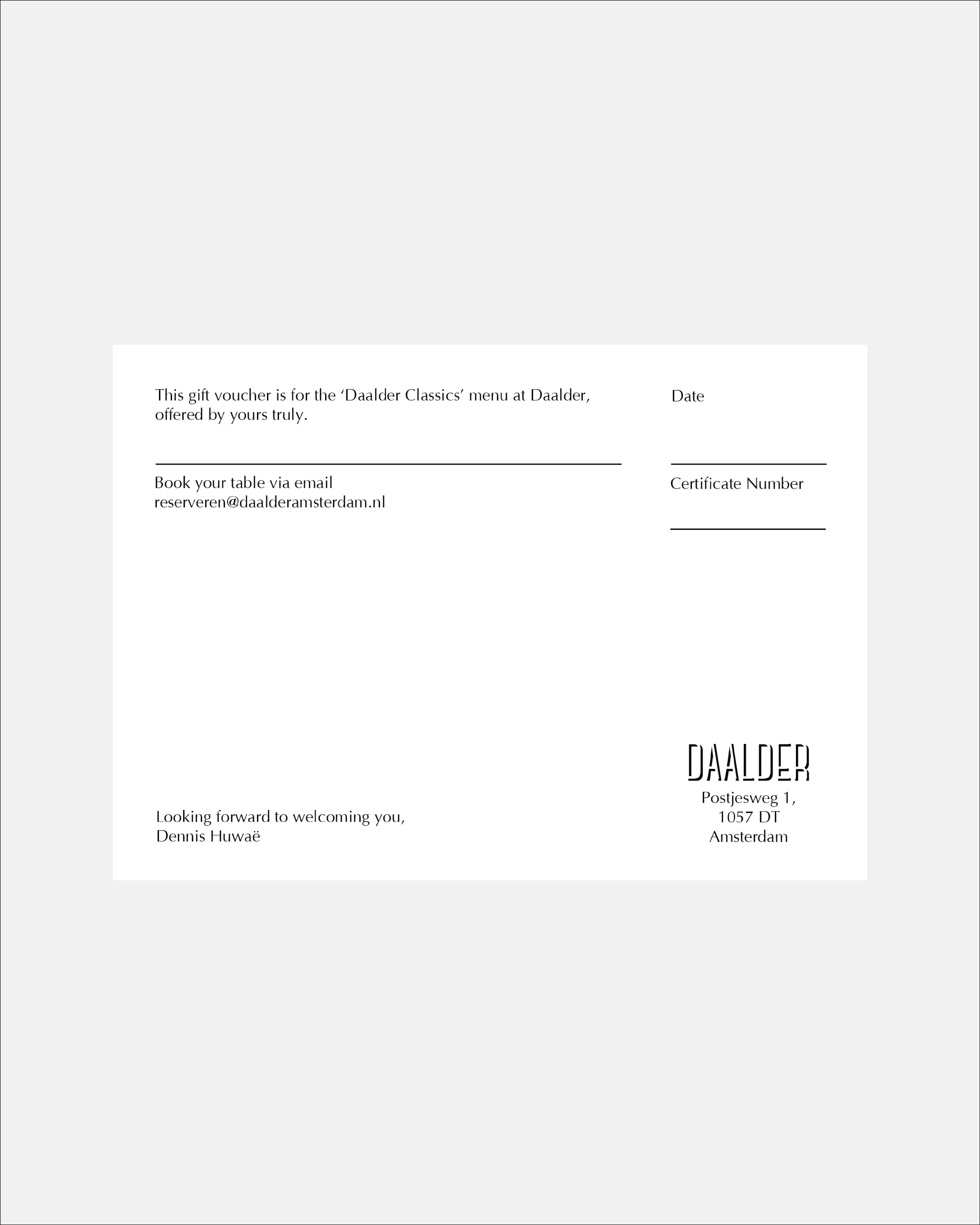 Giftvoucher – Menu ‘Daalder Classics’